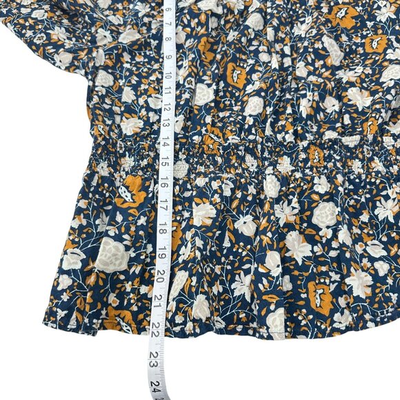 Universal Thread Womens Boho Floral 3/4 Sleeve Smocked Waist Peplum Top M - Picture 6 of 11